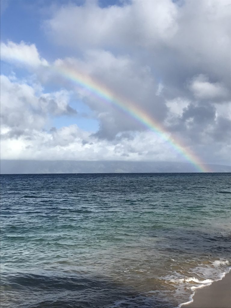 Maui rainbow at the beach in Hawaii