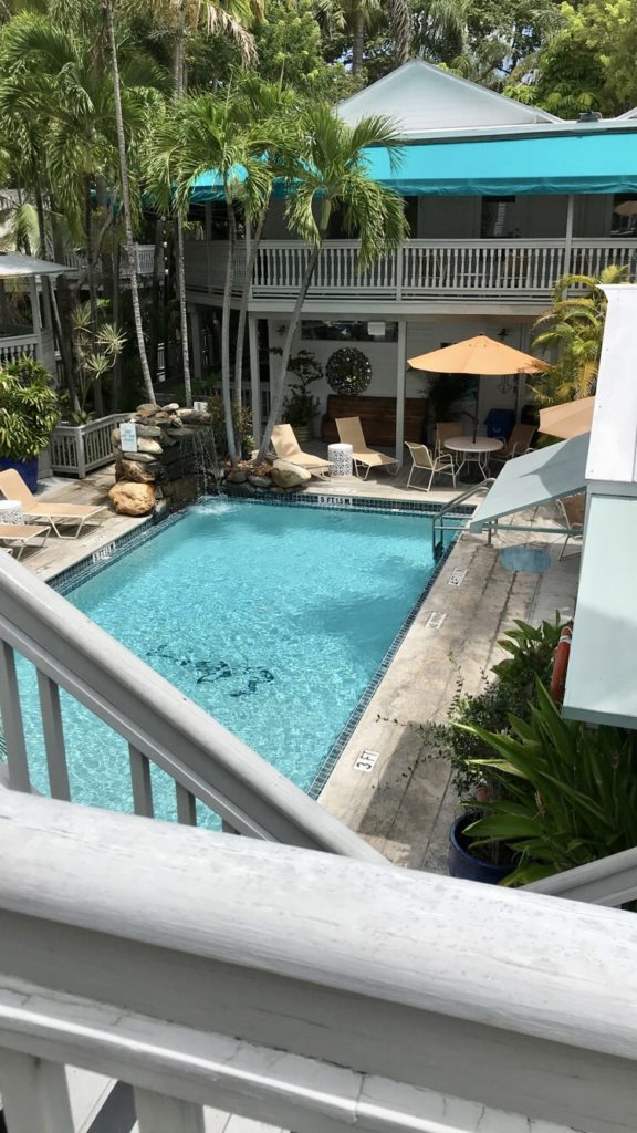 Eden House sundeck overlooking pool in Key West, Florida