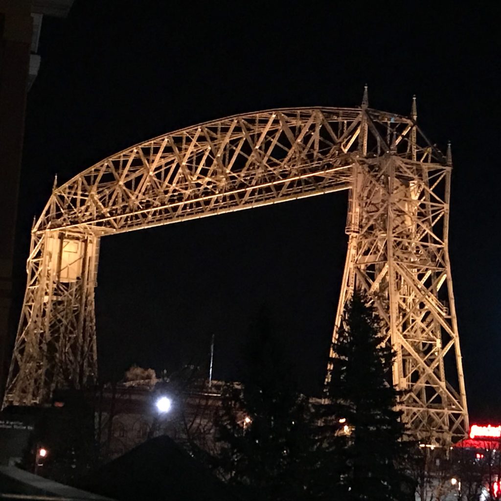 Aerial Lift Bridge Night in Duluth, Minnesota