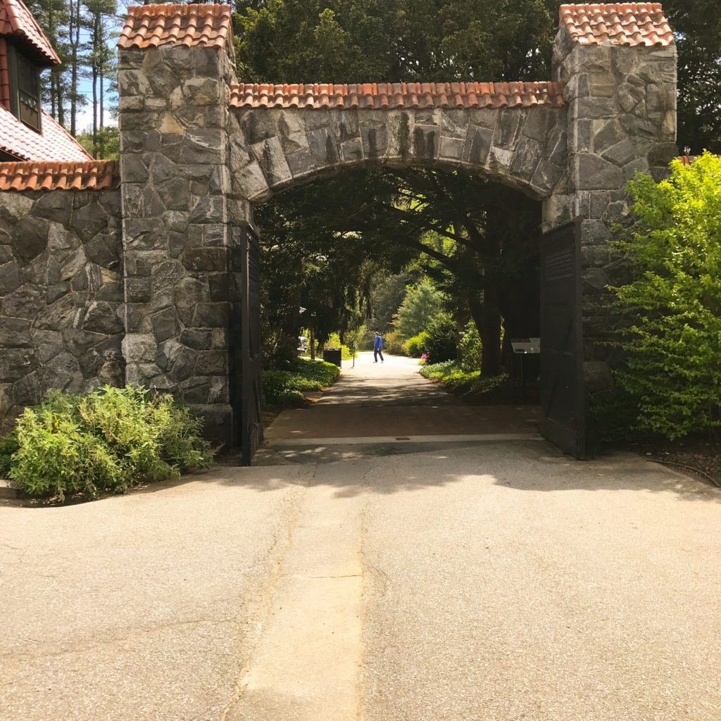 Gate at Biltmore Estate gardens during bloom season 