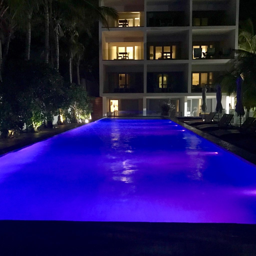 Hotel Secreto pool at night - cobalt; Isla Mujeres, Mexico
