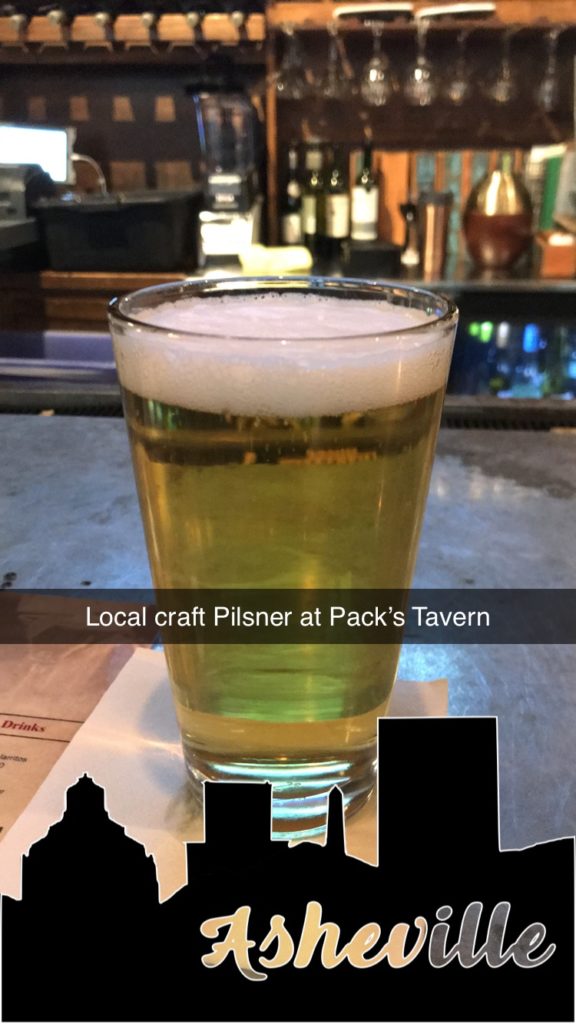 Craft beer pilsner glass, Pack's Tavern, Asheville, NC