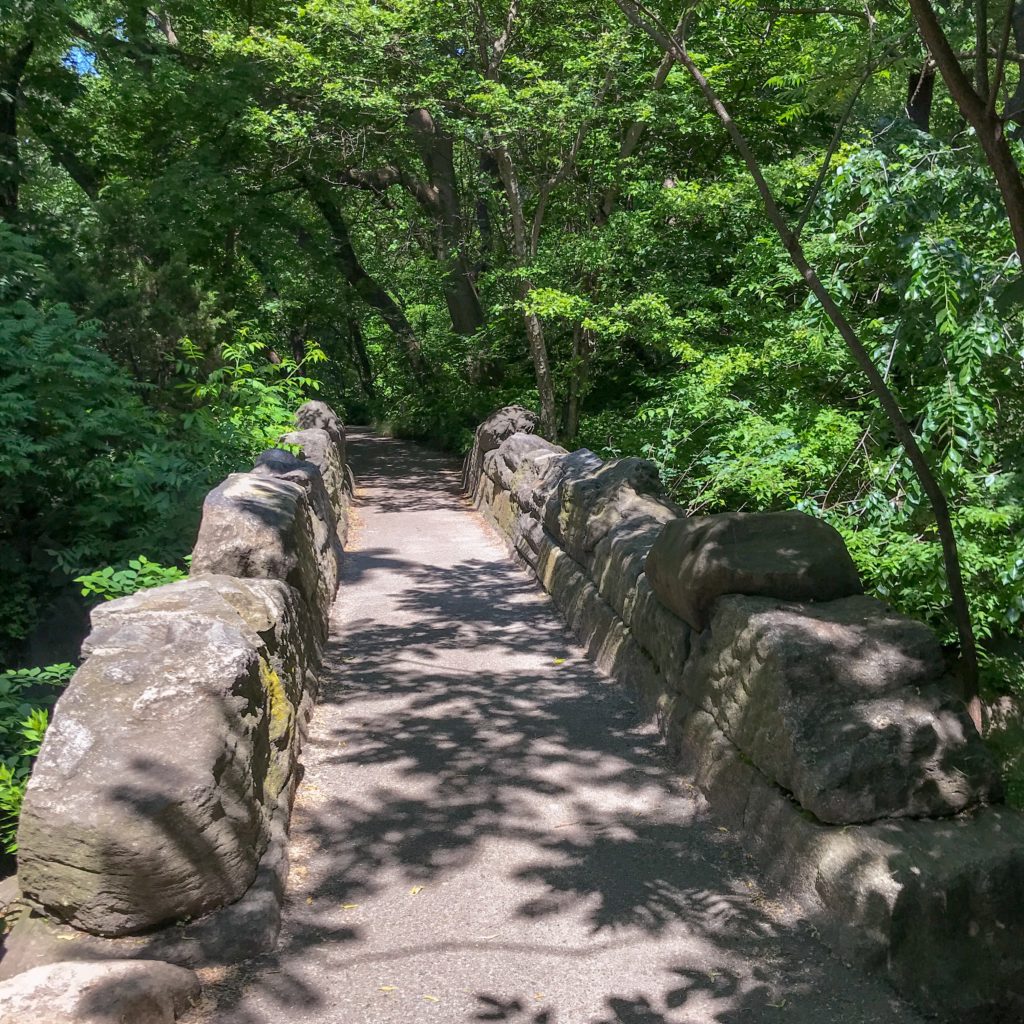 Central Park path with rock border