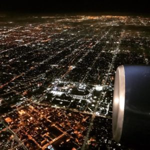 LAX airport airplane window aerial view of Los Angeles