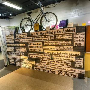 Things to do in Rochester, Minnesota - History Center of Olmsted County: Minnesota Historical Society traveling exhibit: Coming of Age: The 1968 Generation; images includes 1960s bicycle and newspaper headlines