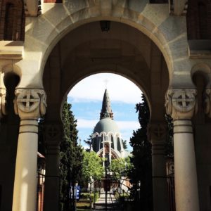 North gate to Our Lady of Almudena Cemetery in Madrid Spain