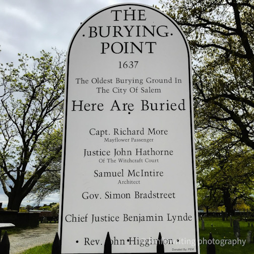 The Burying Point cemetery sign