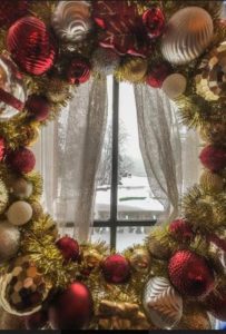 Christmas wreath in a window