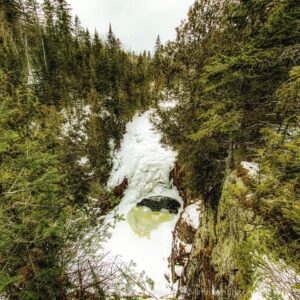 Frozen waterfall in the woods Devil's Kettle Judge CR Magney
