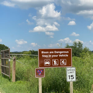Bison sign in state park