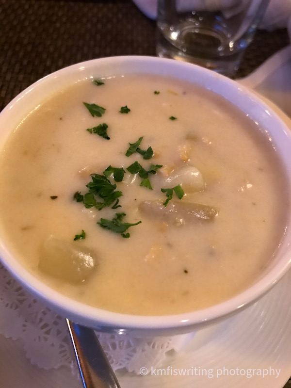 a cup of clam chowder