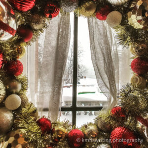 Christmas wreath in window
