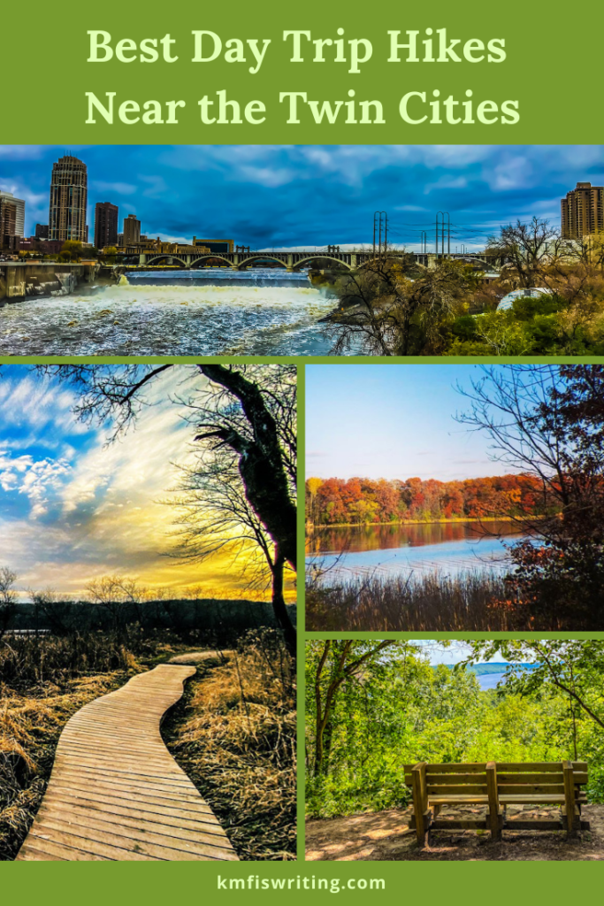 Collage of nature photos, the Minneapolis skyline and Mississippi River and hiking trails overlooking lakes and rivers