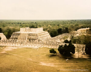 Mayan ruins aerial shot of Chichen Itza