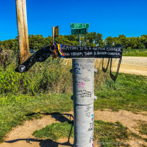 Side view of Buddy Holly glasses marker at crash site