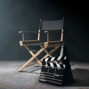 Director's chair and movie clapboard