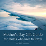 Airplane wing and clouds at sunset cover for gift guide for Mother's Day