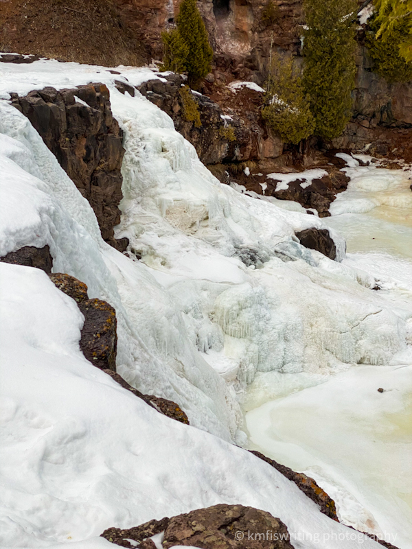 Frozen waterfalls Gooseberry Falls State Park on North Shore Minnesota