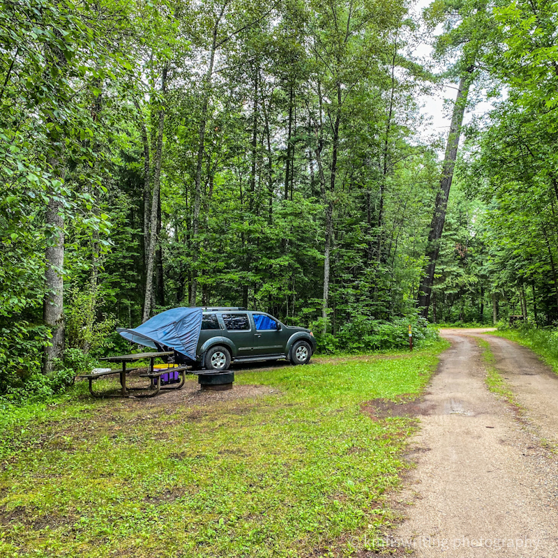 SUV tent camping glamping at Scenic State Park