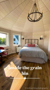 Unique grain bin hotel rooms at Gathered Oaks near Lake Carlos State Park in Alexandria, MN