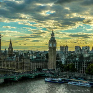 Big Ben and The Houses of Parliament Elizabeth Tower London skyline overlooking River Thames