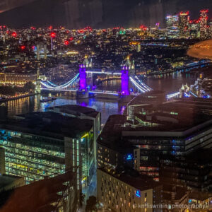 View from The Shard at night - Tower Bridge of London in England