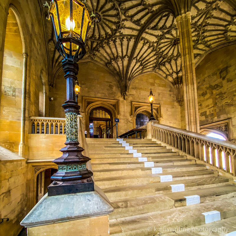 Grand staircase at Christ Church in Oxford leading up to the Great Dining Hall Harry Potter Hogwarts filming location