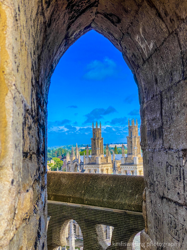 Top of the tower of the University of St. Mary the Virgin in Oxford England Best thing to do 