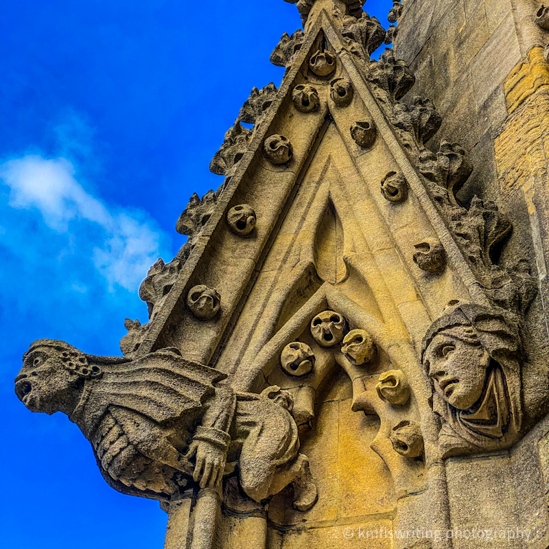 Gargoyles and grotesques at University of St. Mary the Virgin Tower in Oxford England best thing to do scenic views
