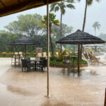 Rainy day in Maui Hawaii poolside