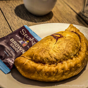 Bacon and leek pasty lunch in Bourton-on-the-Water England