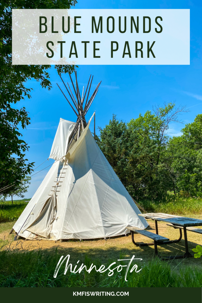 Collage of the top things to do at Minnesota's Blue Mounds State Park tipi camping
