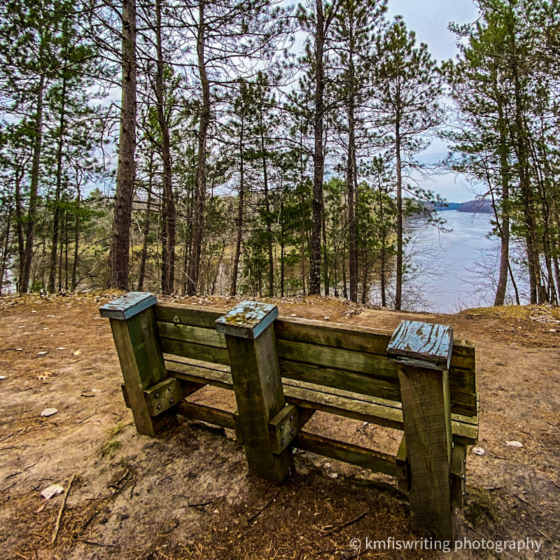 Chippewa Lookout bench at Crow Wing State Park in Minnesota