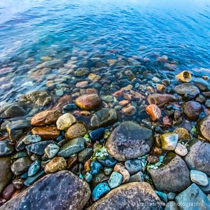 Rocky shoreline at Father Hennepin State Park on Mille Lacs lake in Minnesota