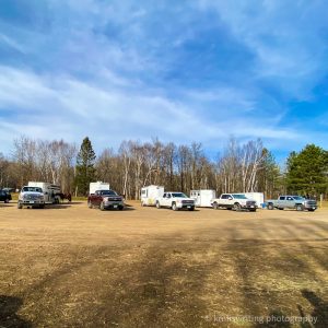 Horse equestrian trails at Mille Lacs Kathio State Park in Minnesota parking lot